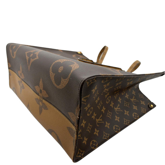 LOUIS VUITTON Onthego GM Giant Monogram Canvas Tote Shoulder Bag Brown