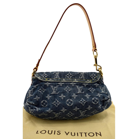 LOUIS VUITTON Monogram Denim Pleaty Hand Bag Blue M95020 LV Auth