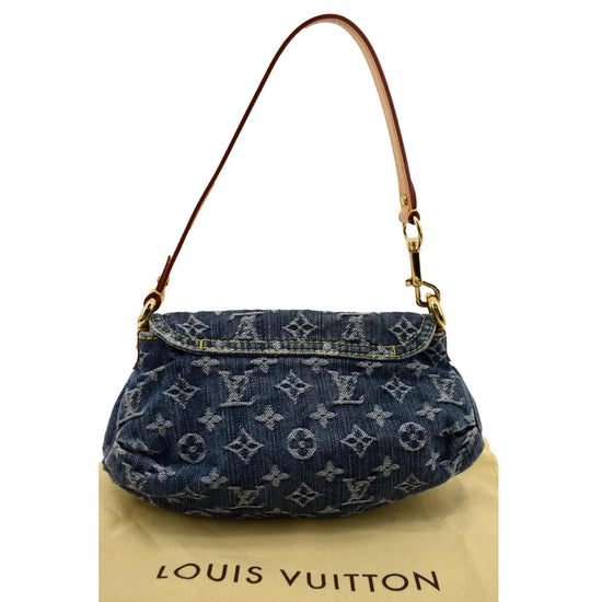 What Goes Around Comes Around Louis Vuitton Denim Pleaty Mini Shoulder Bag  in Blue