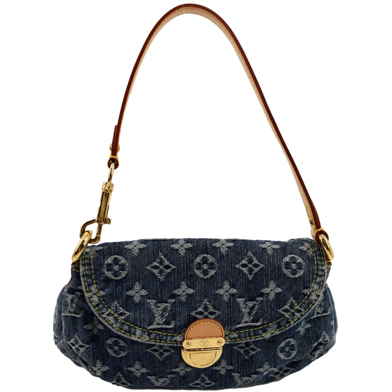 Louis Vuitton Blue Denim Monogram Pleaty Bag | Dearluxe