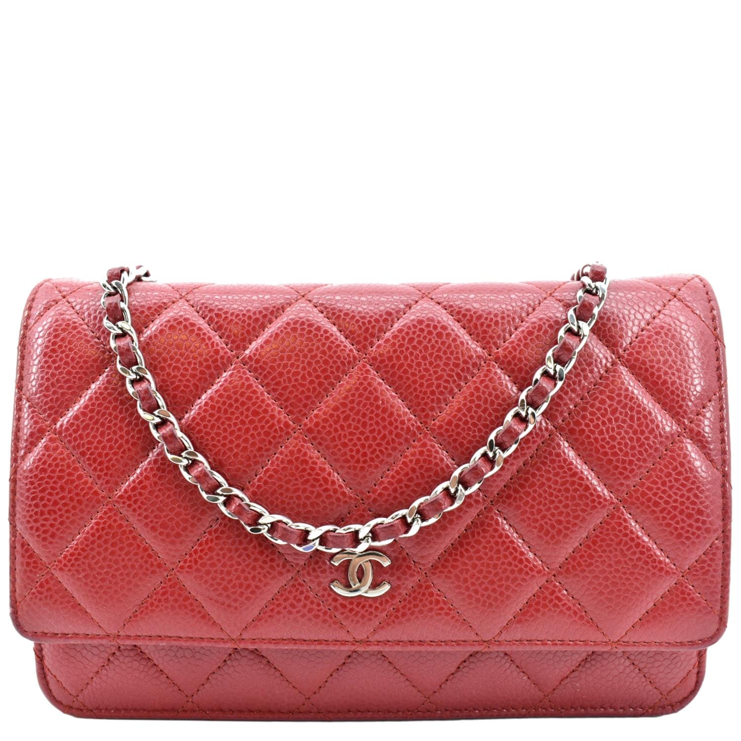 Chanel Red Caviar Leather CC Classic Flap Wallet