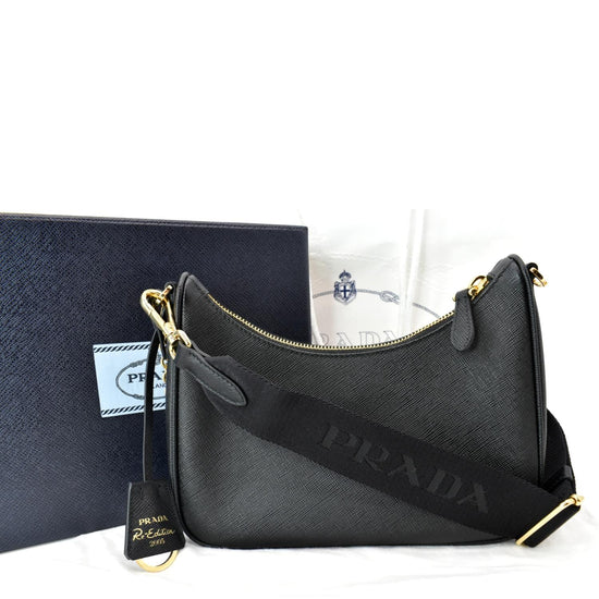 PRADA Re-Edition 2005 Saffiano Leather Shoulder Bag Black