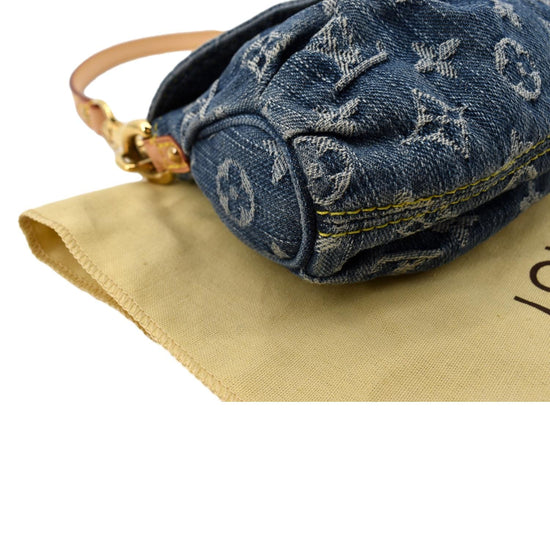 What Goes Around Comes Around Louis Vuitton Denim Pleaty Mini Shoulder Bag  in Blue