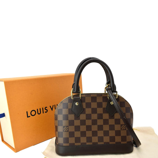 LOUIS VUITTON Alma BB Damier Ebene Satchel Crossbody Bag Brown