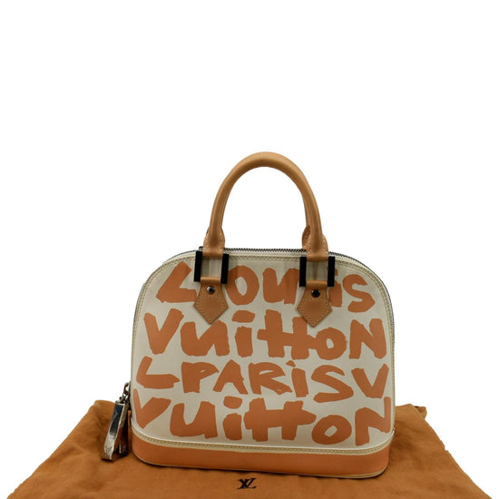 LOUIS VUITTON Graffiti Alma Horizontal Hand Bag White Orange M92176 Auth  29128A