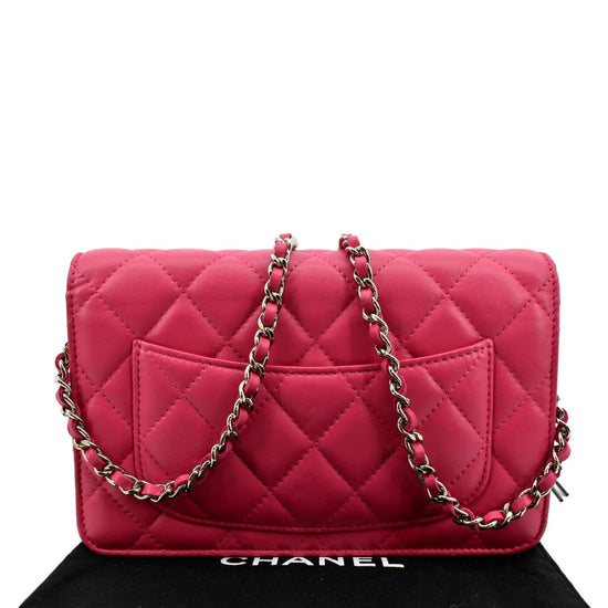 CHANEL WOC Quilted Leather Crossbody Wallet Fuchsia Pink