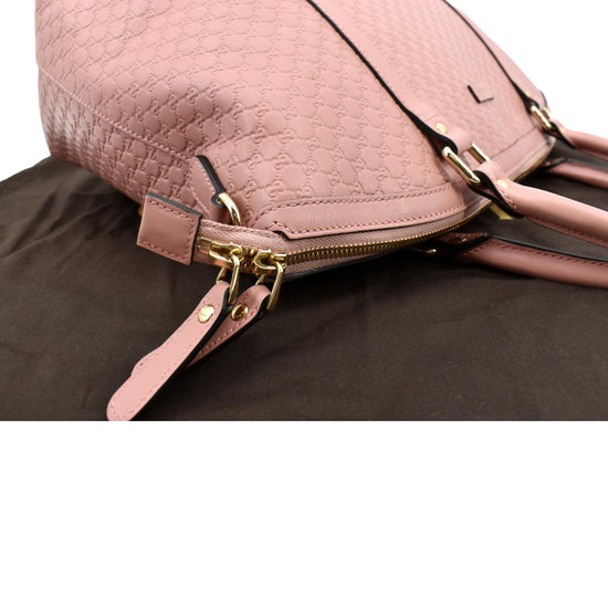 Gucci Pink Soft Leather Microguccissima Monogram Large Dome