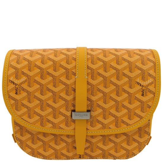 Goyard Yellow Chevron Print Coated Canvas Belvedere MM Saddle Bag