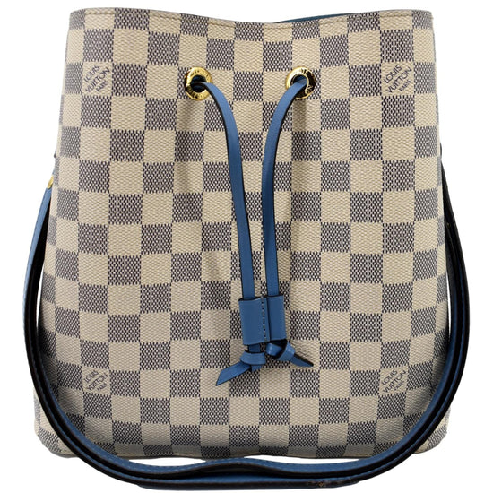 Louis Vuitton Blue & White Shoulder Bag, Neonoe Damier Azur MM Bleuet