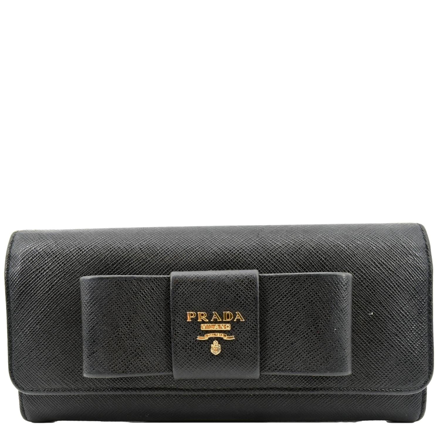 Leather Wallet in Black - Prada