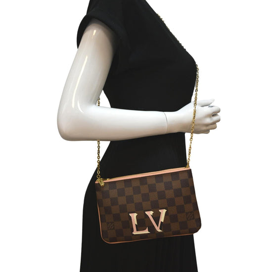 Louis Vuitton Damier Ebène Double Zip Pochette - Ann's Fabulous Closeouts