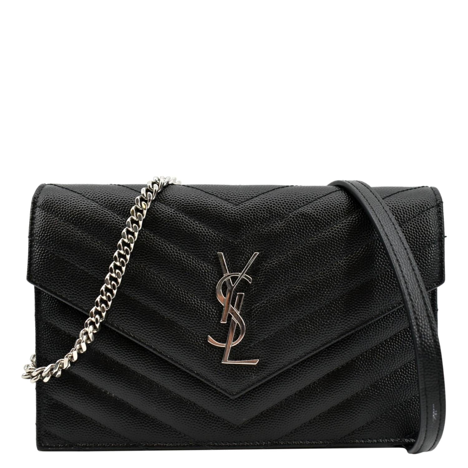 YVES SAINT LAURENT Cassandre Grain De Poudre Crossbody Chain Bag Black