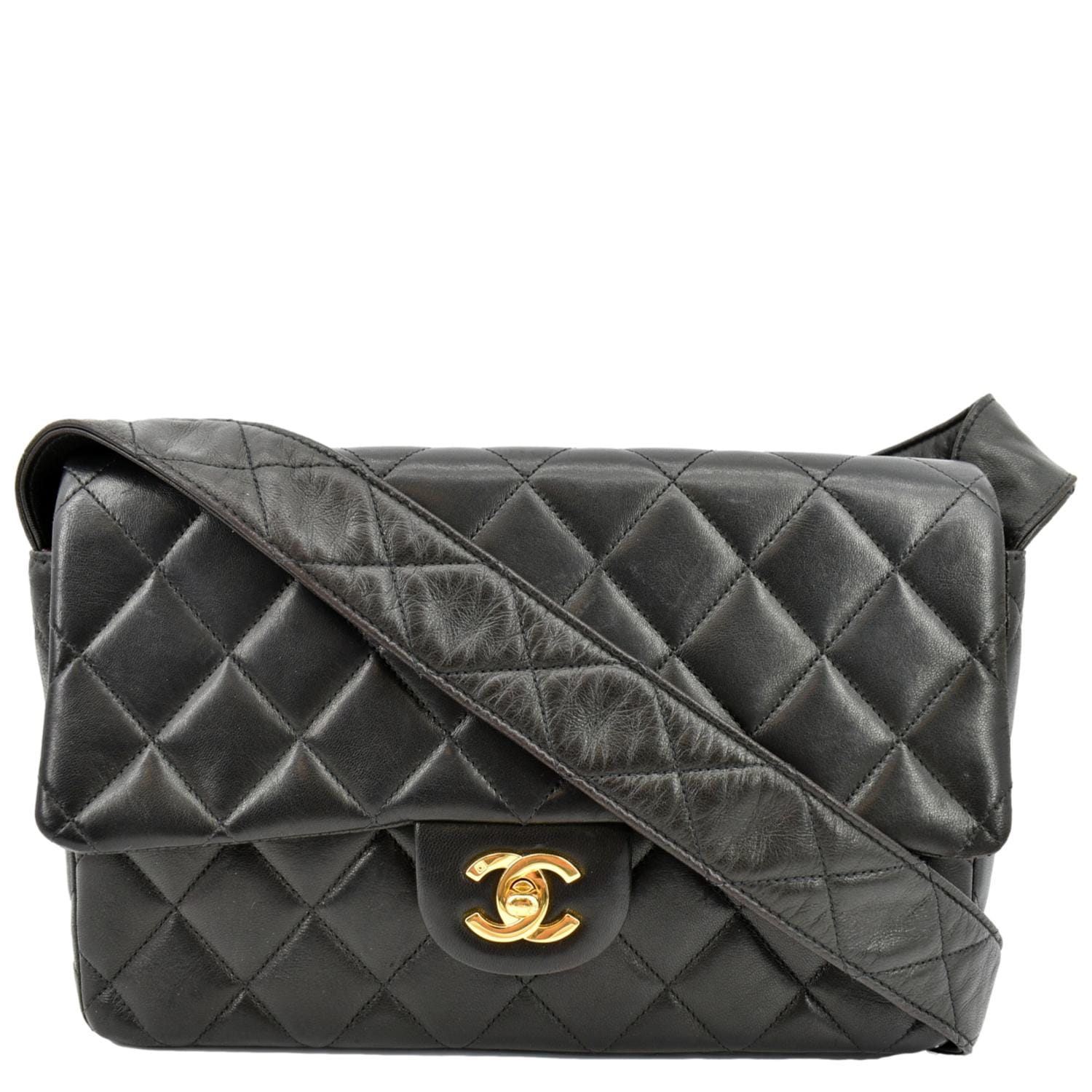 CHANEL CC BLACK LEATHER CLASSIC FLAP BACKPACK SLING BAG