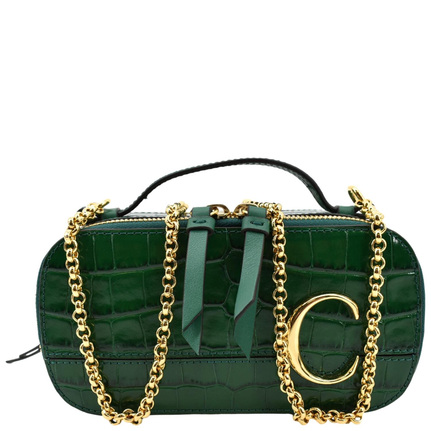 Chloe Woodsy Crocodile-Embossed Mini Vanity C Bag