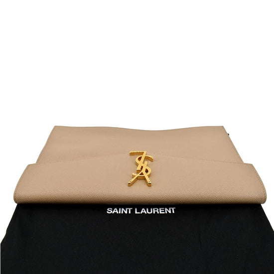 Saint Laurent Uptown Envelope Leather Clutch Bag - Neutrals