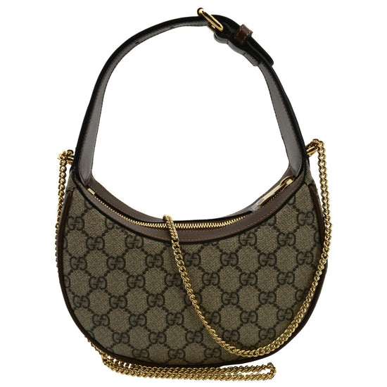 Beige GG-Supreme canvas half-moon shoulder bag, Gucci