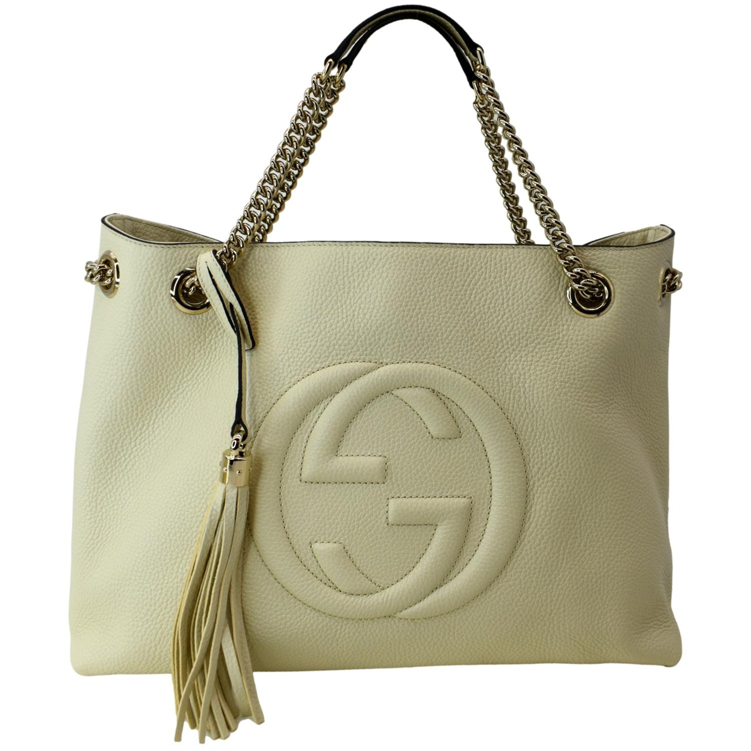 Gucci Soho GG Ivory Leather Chain Shoulder Bag – Queen Bee of Beverly Hills
