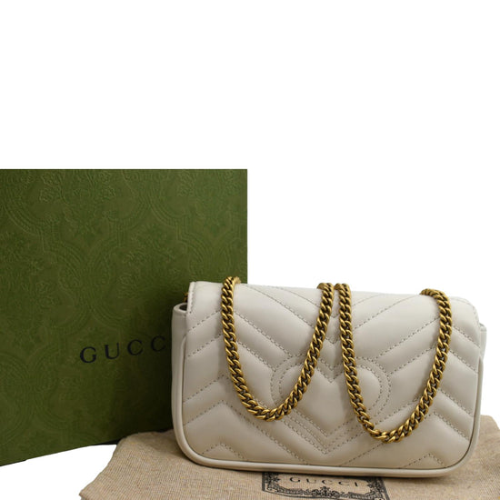 GUCCI GG Marmont Super Mini Matelasse Leather Shoulder Bag White 47643