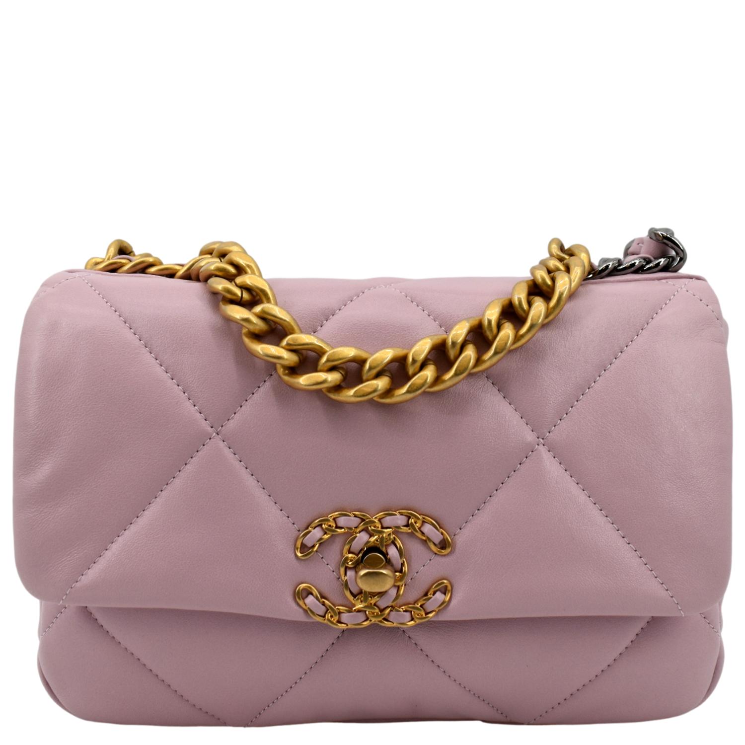 Chanel 19 Flap Bag Quilted Leather Medium Pink 2217613