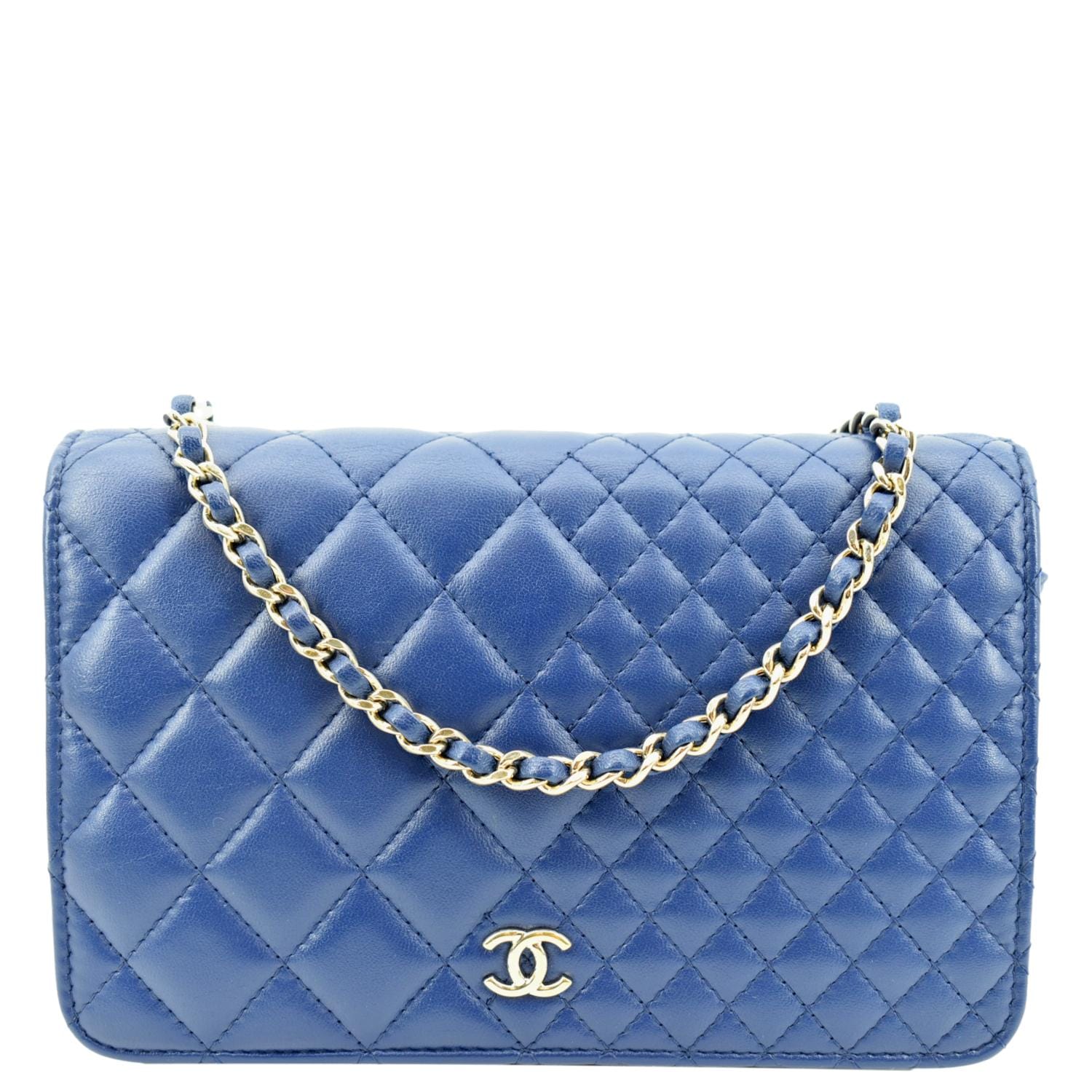 Wallet on chain timeless/classique leather crossbody bag Chanel Blue in  Leather - 25261537
