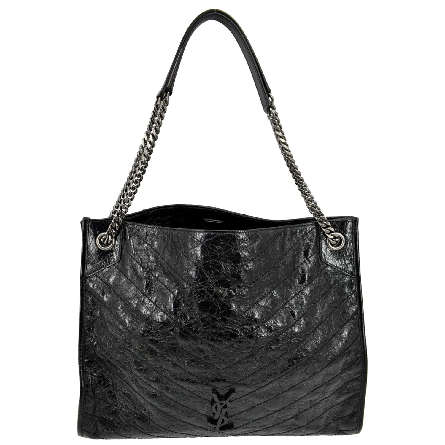 Saint Laurent Large Niki Chain Bag in Crinkled and Quilted Leather