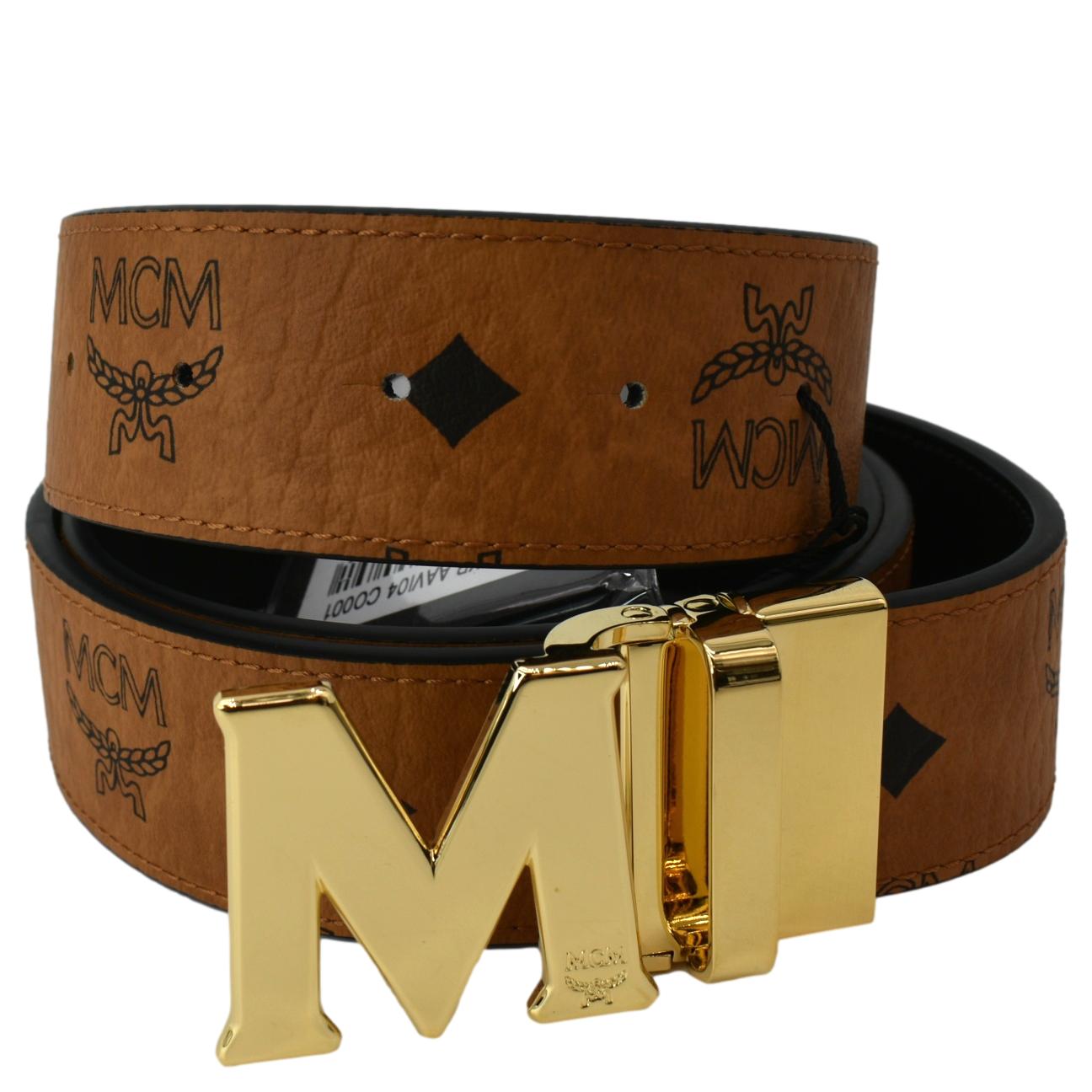 MCM Gold M Buckle Reversible Belt