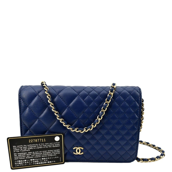 Chanel Light Blue Quilted Lambskin Leather Classic Woc Clutch Bag
