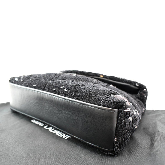 YVES SAINT LAURENT Small Puffer Sequin Clutch Wallet Black - sold