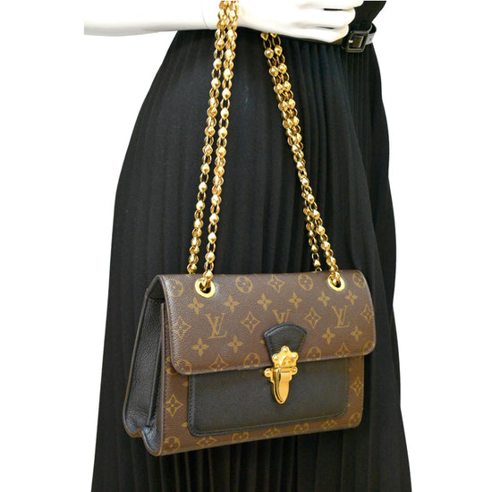 Louis+Vuitton+Victoire+Shoulder+Bag+Medium+Black%2FBrown+Canvas
