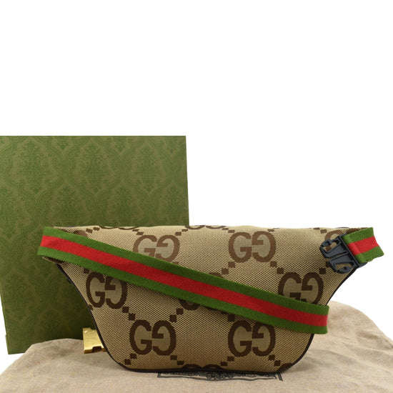 Jumbo GG small belt bag in dark green leather