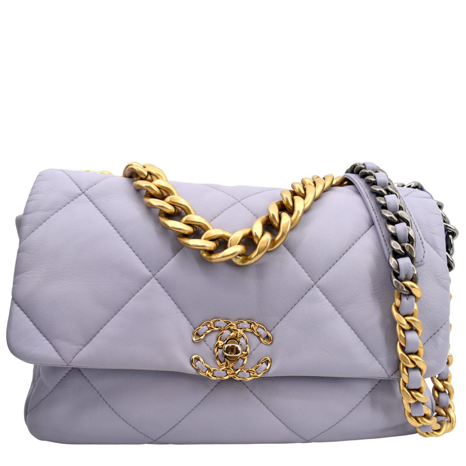 Chanel Lambskin Quilted Medium Chanel 19 Flap Light Blue