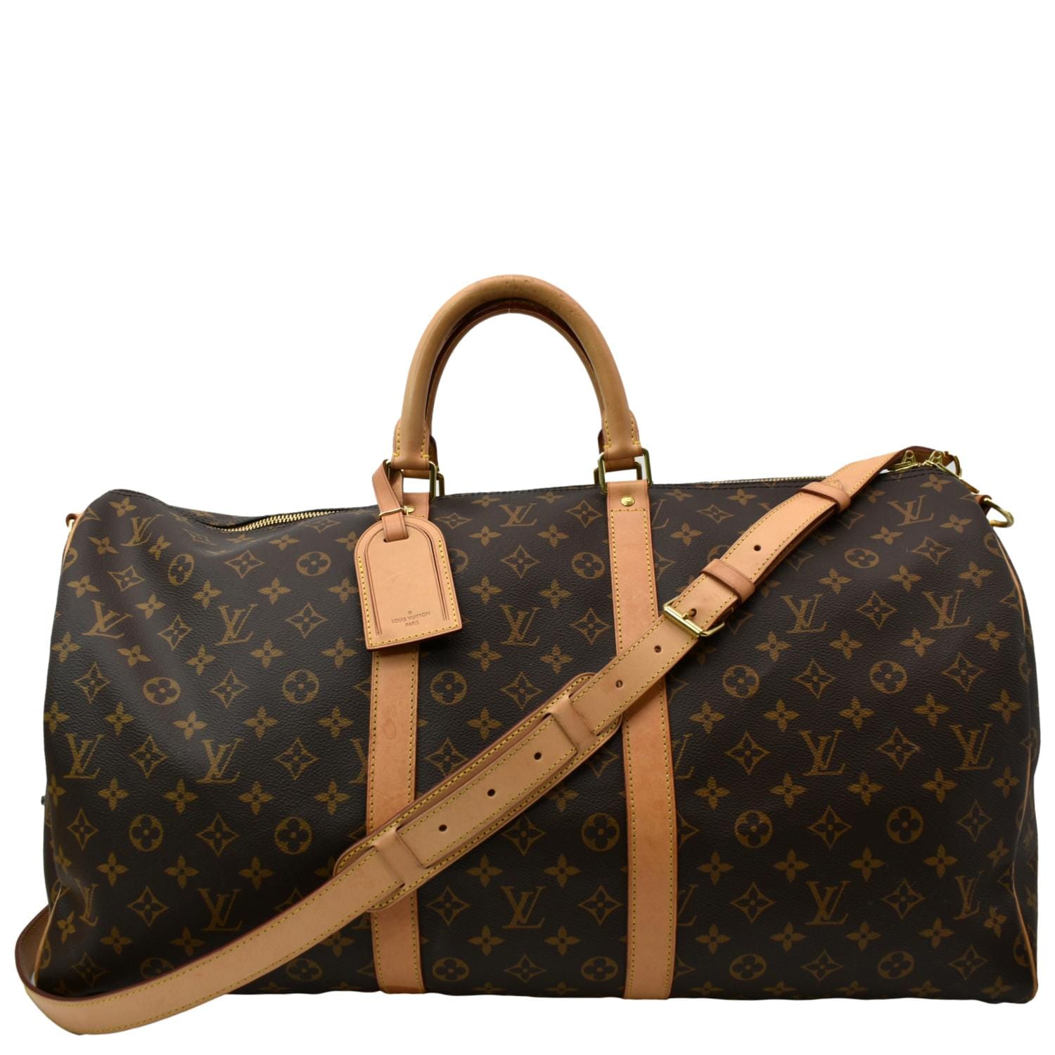 LOUIS VUITTON Keepall 55 Monogram Canvas Travel Bag Brown