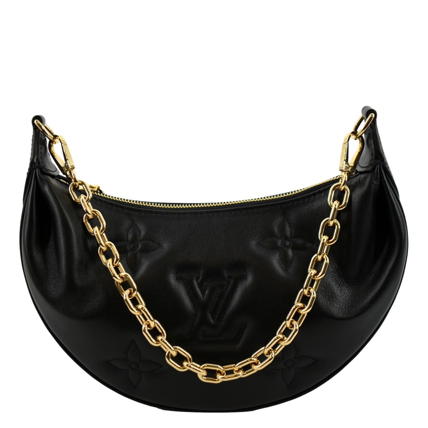 Louis Vuitton // Black Leather Monogram Stitched Shoulder Bag