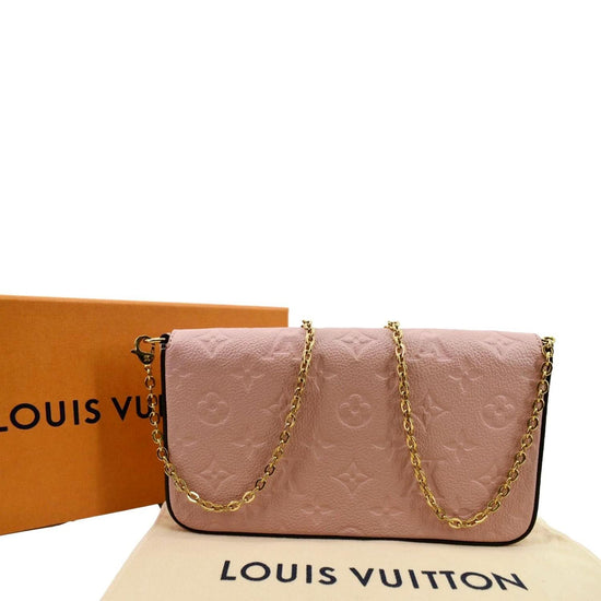 LOUIS VUITTON Cream Empreinte Double Zip Pochette Chain Bag