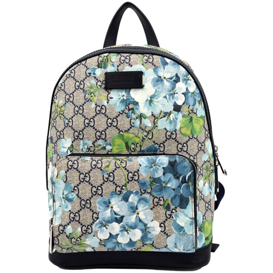 GUCCI GG Supreme Monogram Blooms Medium Day Backpack Beige Blue
