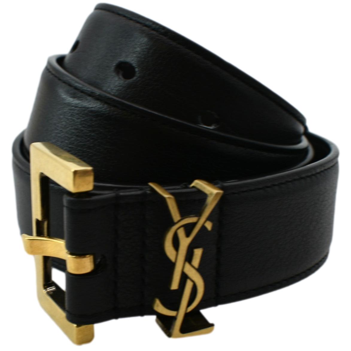Leather belt Yves Saint Laurent Black size 70 cm in Leather - 36086023