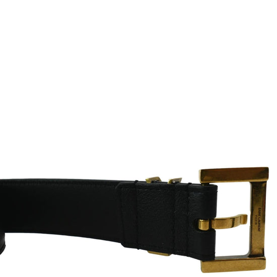 Leather belt Yves Saint Laurent Navy size 100 cm in Leather - 22632059