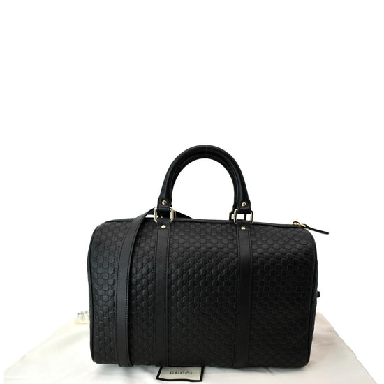 Gucci Guccissima Micro Black Leather Unisex Boston Bag 449646