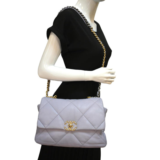 CHANEL 19 Large Lambskin Leather Shoulder Bag Nude - 10% OFF