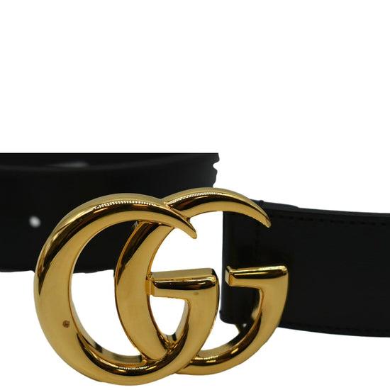 Gg buckle leather belt Gucci Black size 85 cm in Leather - 35104564