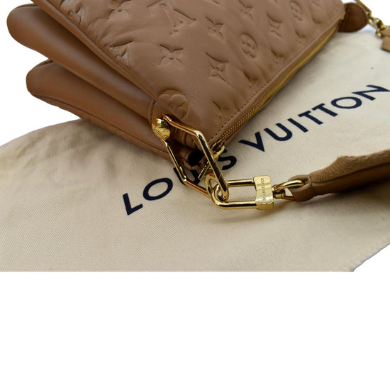 Louis Vuitton Camel Monogram Embossed Lambskin Leather Coussin PM