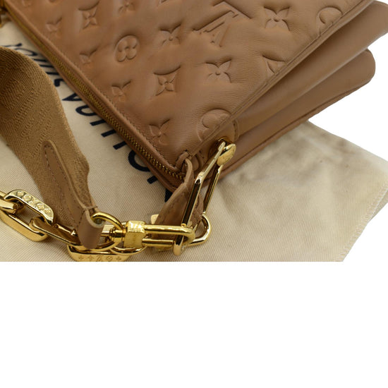 Louis Vuitton Camel Monogram Embossed Lambskin Leather Coussin PM