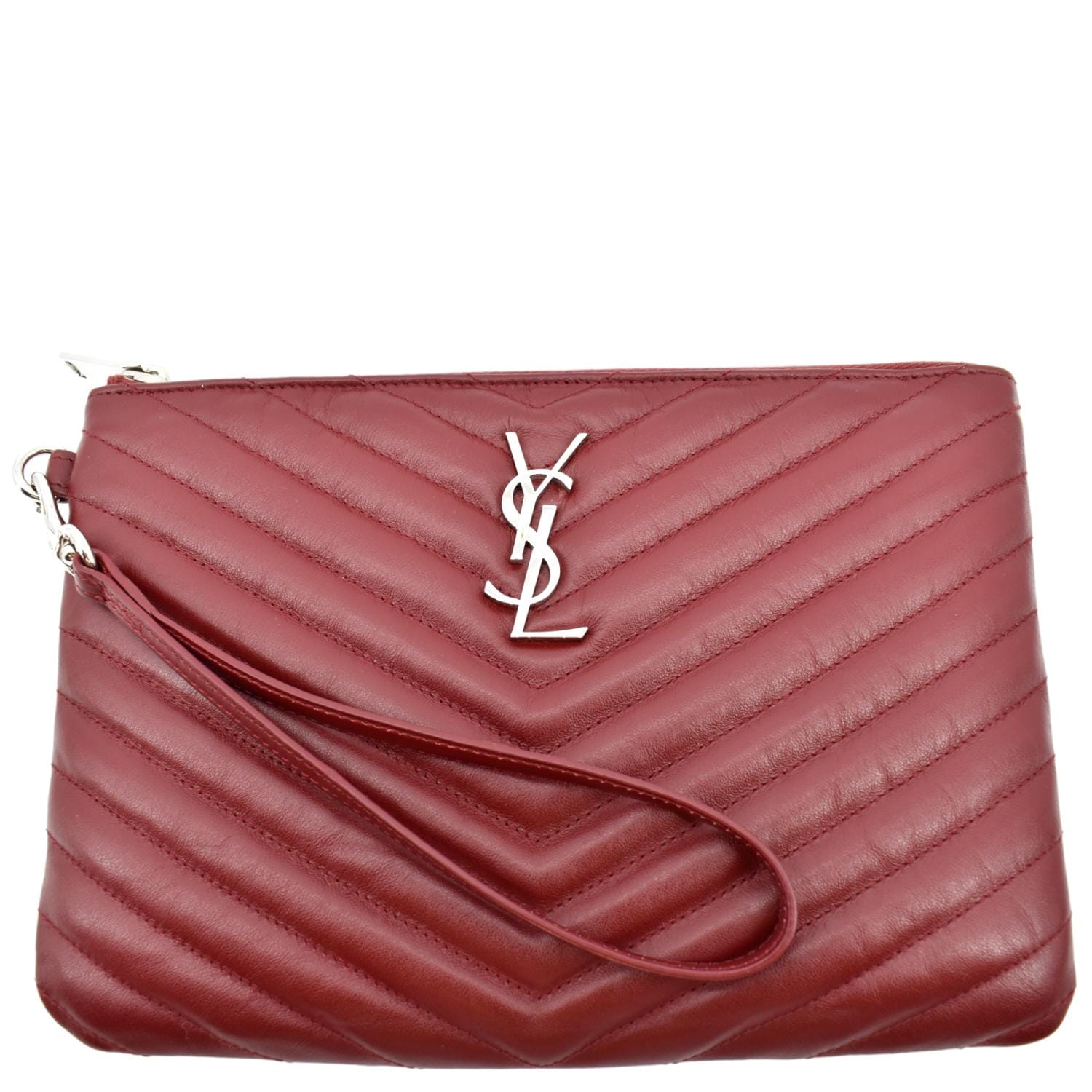 Monogram quilted leather pouch