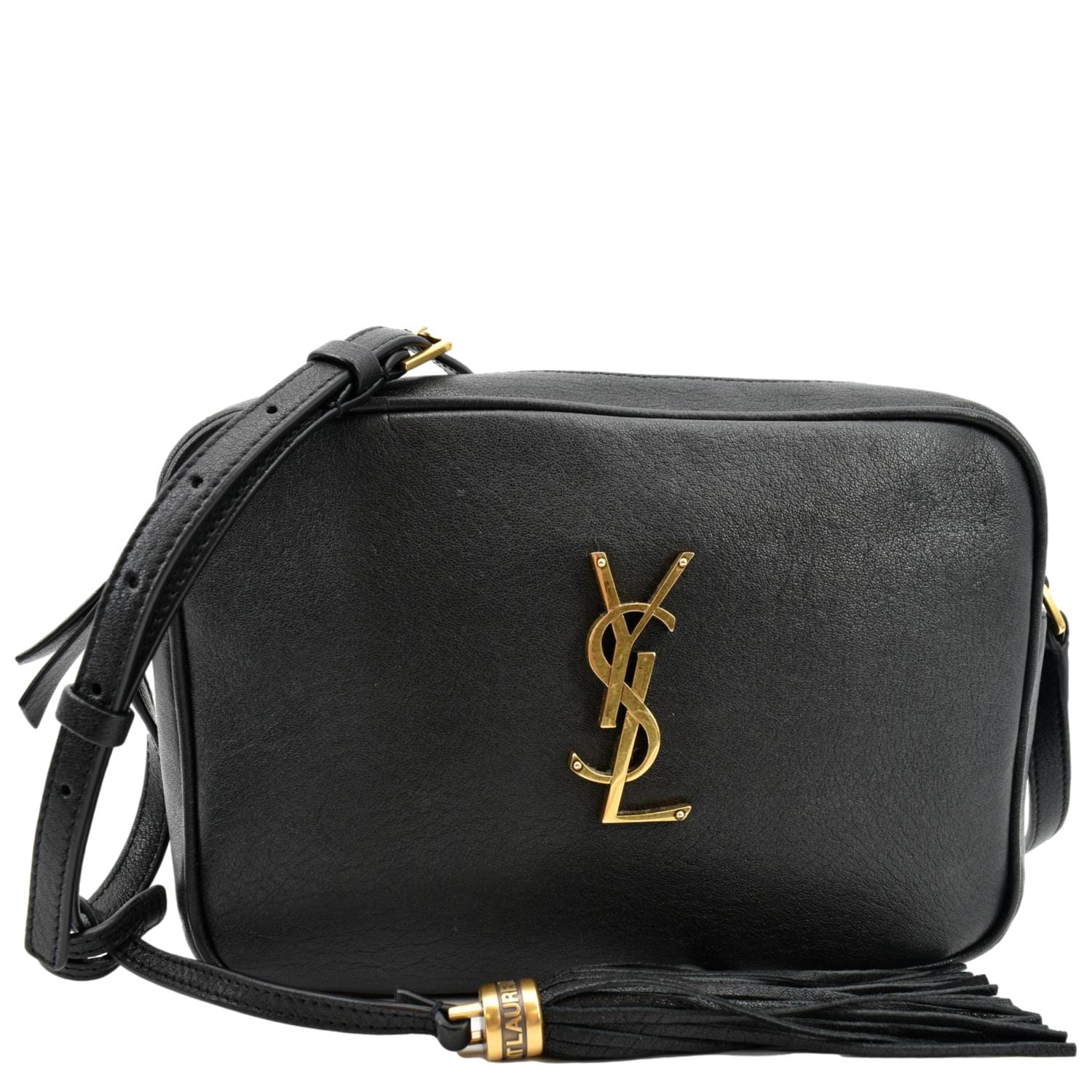 YVES SAINT LAURENT Leather Camera Crossbody Bag Black