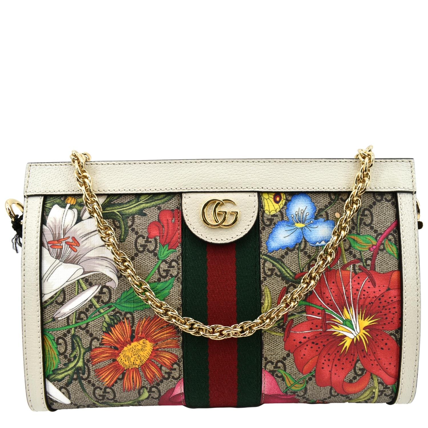 Gucci Ophidia Flora Small Canvas And Leather Chain Shoulder Bag
