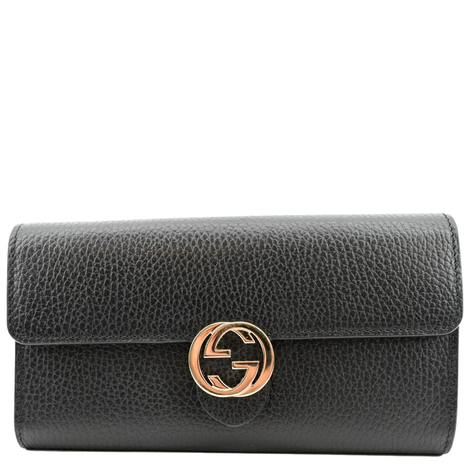 Gucci GG Interlocking Continental Leather Wallet Black 598166