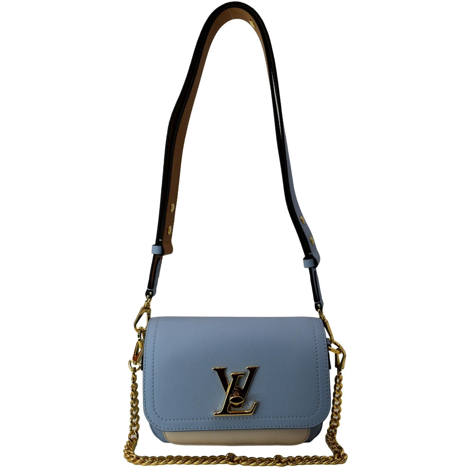 LOUIS VUITTON Lockme Ever MM Grained Calfskin Leather Shoulder Bag Bei