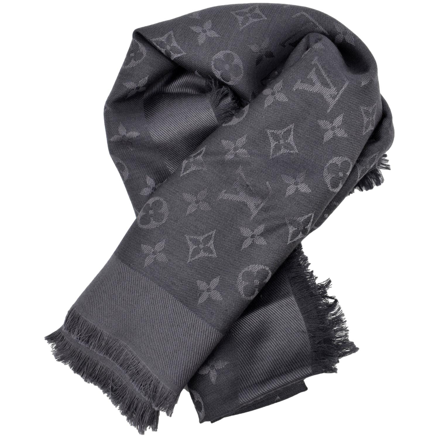 Châle monogram silk scarf Louis Vuitton Grey in Silk - 8884777