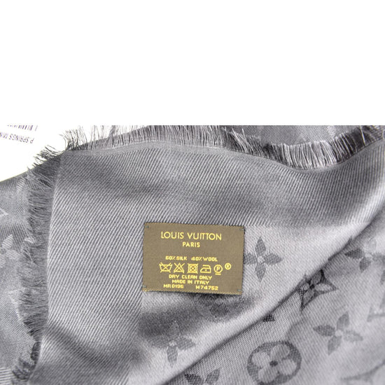 Louis Vuitton Monogram Scarf Cashmere Black Gray 45cmx200cm M70924 Free  Shipping