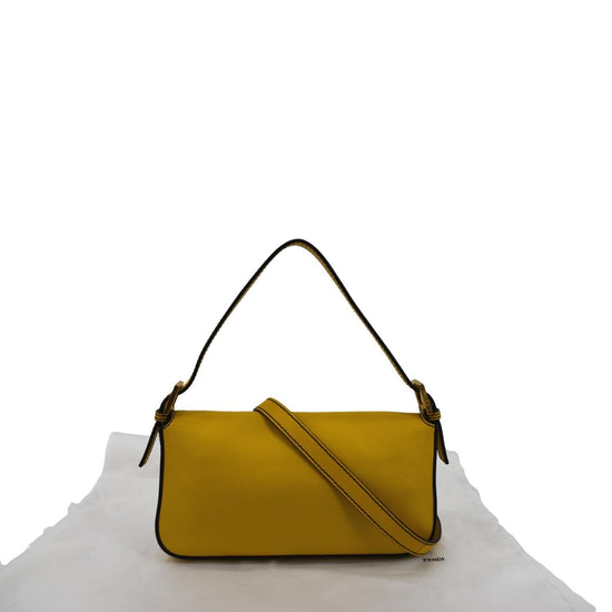 Fendi, Bags, Fendi Flat Baguette Crossbody Bag Leather Medium Yellow